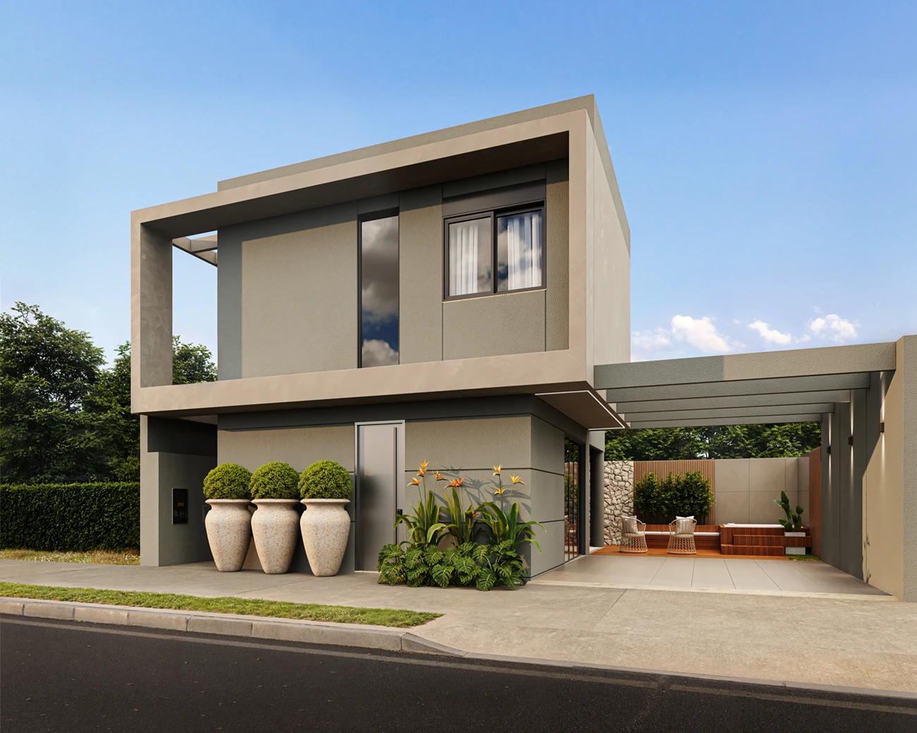 Fachada Concreto do sobrado de 121 m²
