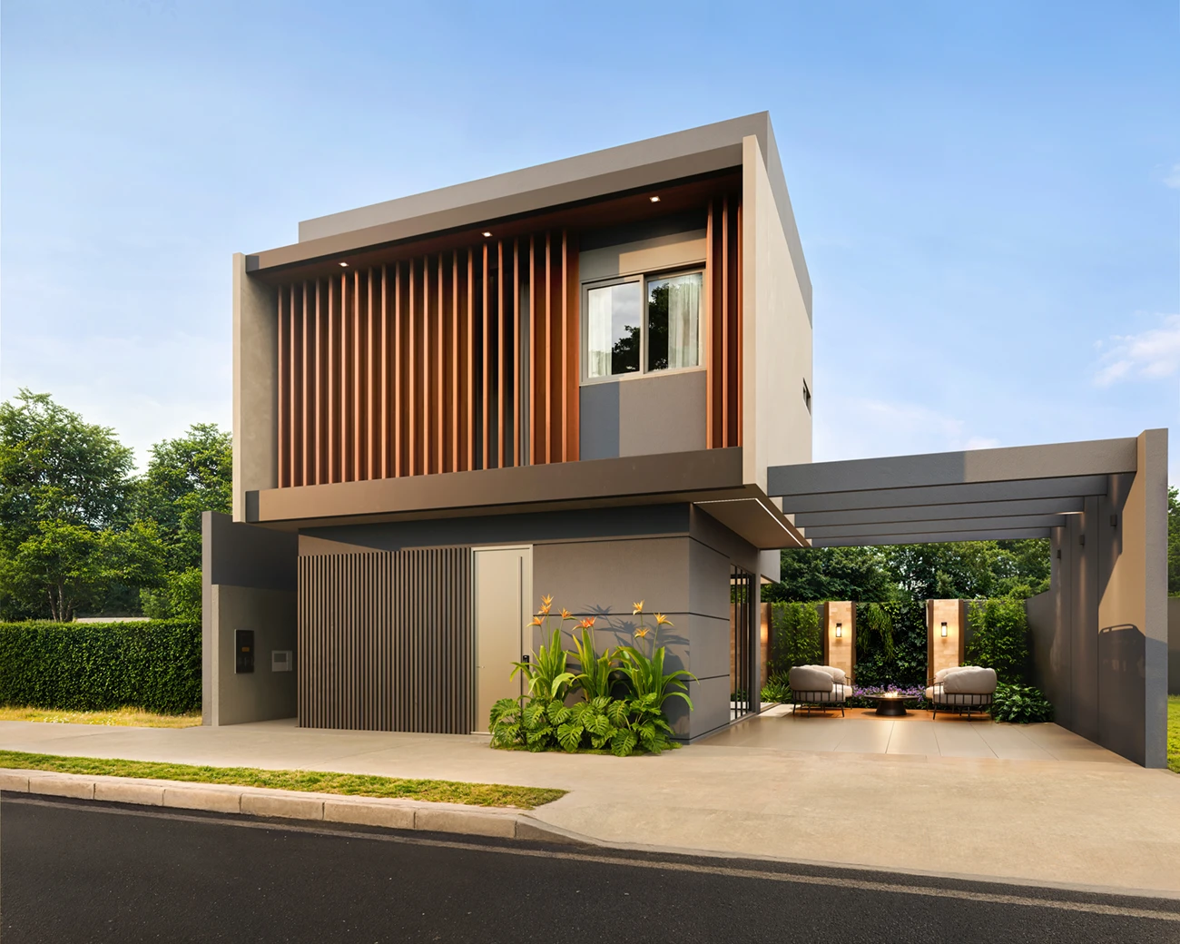 Fachada Madeira do sobrado de 104 m²